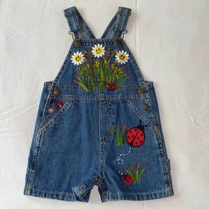 Hand Painted and Embellished Childs Overalls sz 18M